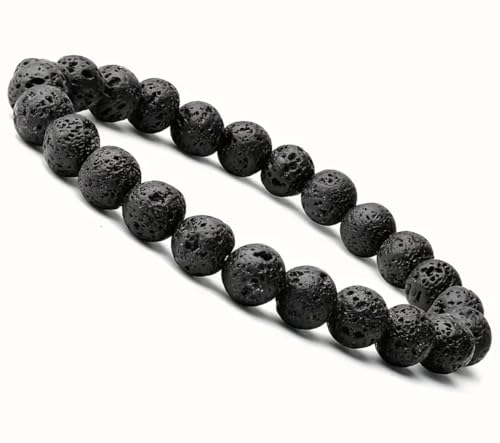 Pulsera Difusora de Aceites Esenciales, Piedras Volcánicas Negras, Diseño Ajustable para Aromaterapia
