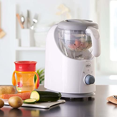 Chicco Cuocipappa Multifunzione Easy Meal per lo Svezzamento, Omogeneizzatore per Neonati e Bambini, Frullatore e Scaldapappa, con Cottura a Vapore e grattugia Cut Express, Riscalda e Scongela