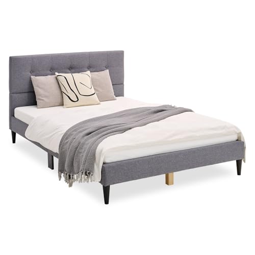 Homestyle4u Bett Polsterbett 140x200 Grau Doppelbett Bettgestell mit...