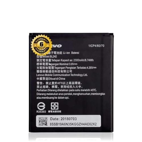 Image of THE BATTERY STORE Original BL242 Battery for Lenovo A6000 / K3 / K30-W / A3860 / A3580 / A3900 / A6010 Battrey with 6 Month Warranty*** (H171)