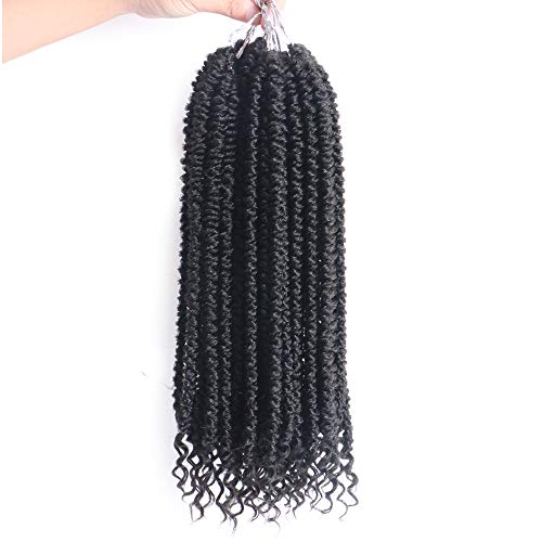 6 Pack Spring Twist Hair Black Synthetic Crochet Braids Bomb Twist Hair 16 inch Senegalese Spring Twist Crochet Hair Curl End(16Inch,1B)