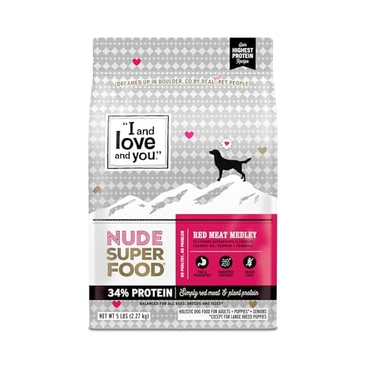 I and love and you Nude Super Food Dry Dog Food - Red Meat Medley - Prebiotic + Probiotic, Grain Free, Real Meat, No Fillers, 5lb Bag
