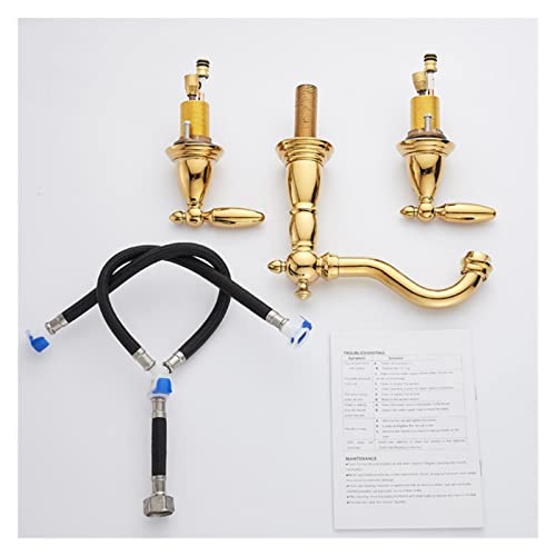 Robinet d'évier noir or pour une salle de bains moderne mitigeur de lavabo 3 trous - 8