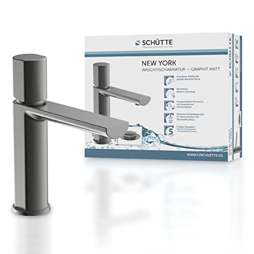 Schütte New York 33612 Washbasin Mixer Tap with Drain Fitting, Mixer Tap with Pop-Up Valve, Bathroom Tap