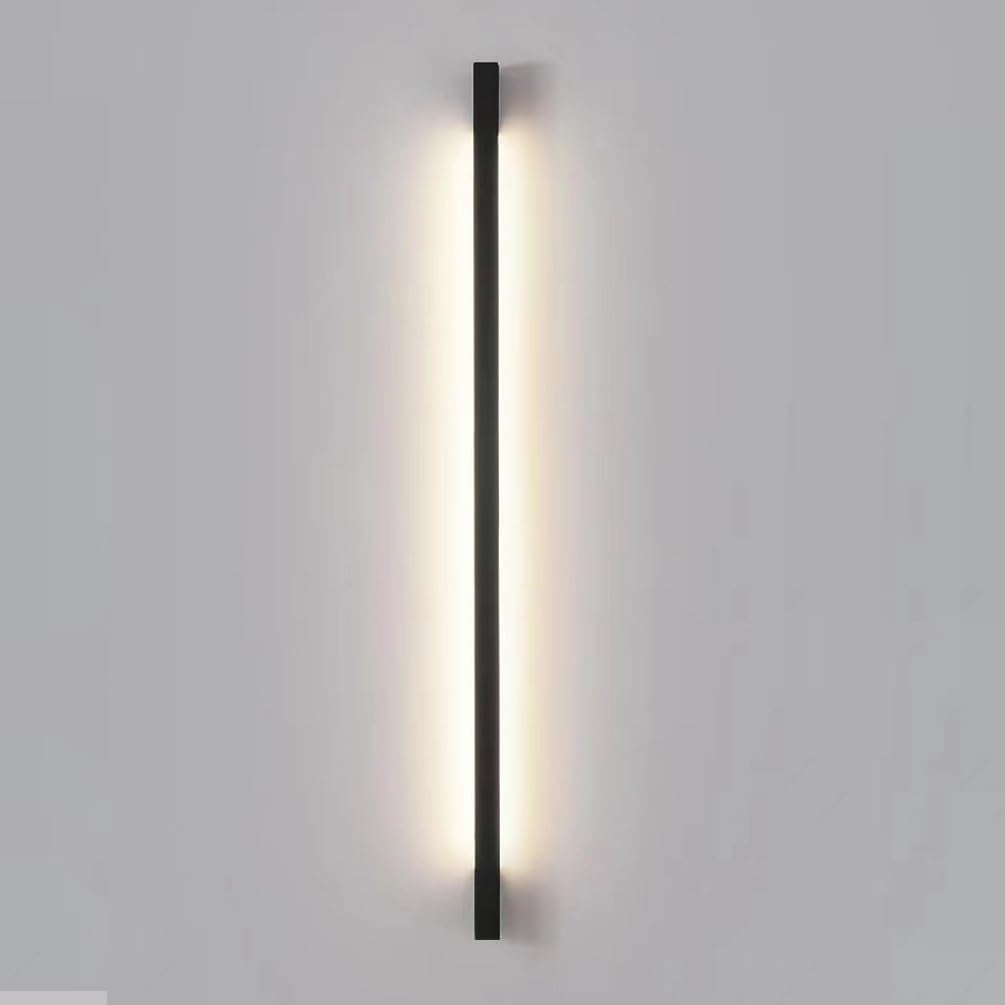 Cosrub Black(3000K) Modern Linear Led Wall Sconce, Long Strip Aluminum Wall Washer Light Minimalist Ultra Thin Wall Lamps For Living Room Hallway Stairs Bedroom(,120Cm/47.24In)
