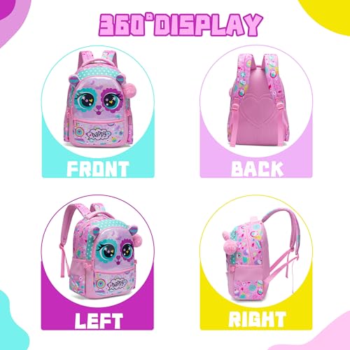 Image of Cute Cat Backpacks for Girls - 2 in 1 Bookbag Set for Elementary & Preschool Students Ages 8-10