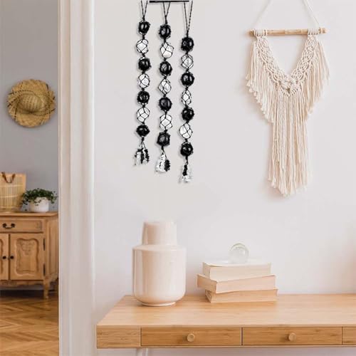 Image of Runyangshi Hanging Car Charm Clearn Crystal Black Obsidian Healing Crystal and Stones Natural Crystals Car Hanging Omament with Chips Stones Accessories Rearview Mirror Decorations