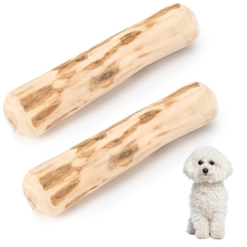 COYUN 2pcs Bastone da Masticare per Cani e Cuccioli,Giochi Masticativi per Cuccioli Lunga Durata,Pulizia Denti Naturale,Legno di caffè,Antistress per Cani Attivi(S,14cm)