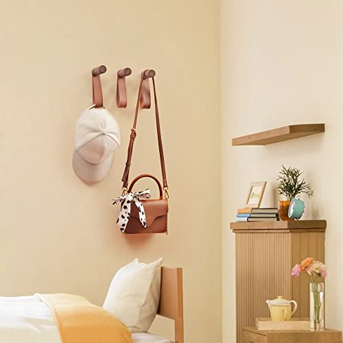 Wonqexz 3 Pack Wooden Coat Hooks, Black Walnut,Entryway Wall Hangers, Wall Pegs Wall Mounted Vintage Single Hangers With Pu Leather Wall Straps For Hanging Coats Hats Bags Towels #TOP4