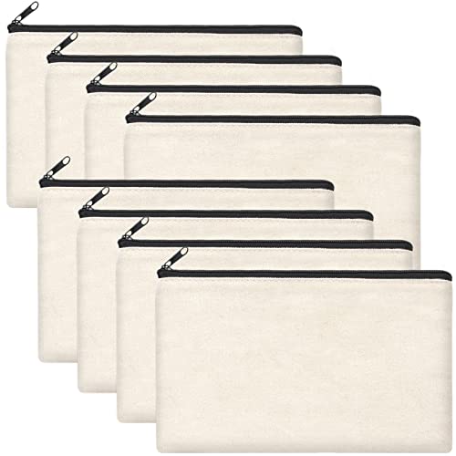 ZeeDix 8 Pack Blank DIY Canvas Pouch