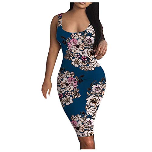 Padaleks Women s Summer Sexy Basic Sleeveless Tank Top Bodycon Dress Party Club Mini Dresses Knee Length