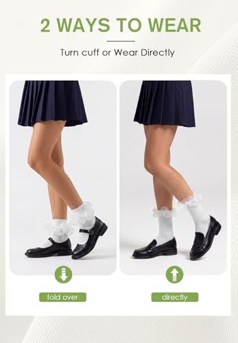 Image of Komorebi Big Ruffle Ankle Socks Women-Lace Frilly Cute Socks-Soft Cotton Girls Sock