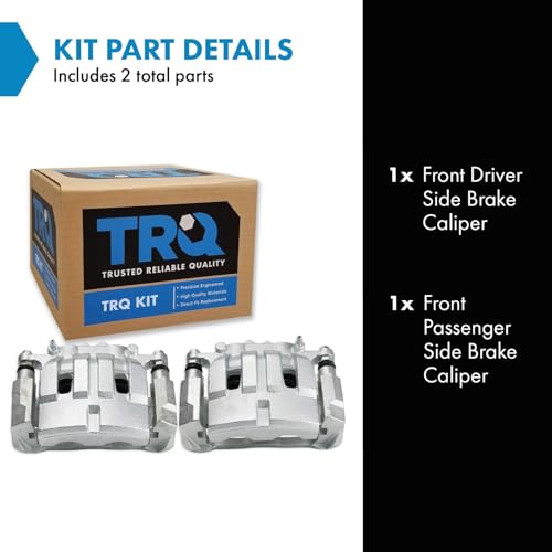 Image of TRQ Front Brake Caliper Set Zinc Coated Brackets Compatible with 2014-2019 Jeep Cherokee