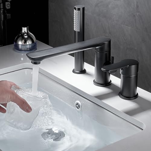Robinet de bain monté sur pont MOCHAMIK à 3 trous en or brossé pour baignoire