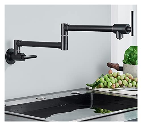 Robinet de cuisine rotatif mural pliable eau froide noir