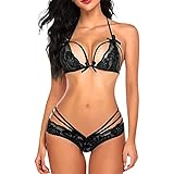 conjuntos lenceria encaje Varias ocasiones: este hermoso sujetador y braga transparente con una decoración de encaje elegante y exquisita se puede usar como ropa de dormir, ropa de dormir. Perfecto para la noche de bodas, luna de miel, San Valentín, aniversario, fiesta de lencería y todos los momentos especiales.