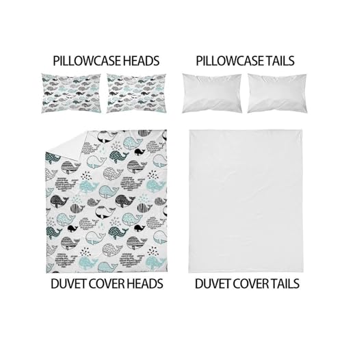 Housse de couette baleines parure de lit microfibre 220x240cm