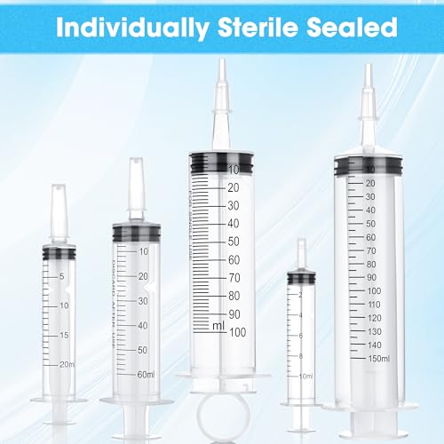 Image of 3 Pack 100mL Syringes, Large Plastic Syringe with Tip Adapter for Liquid, Dispensing, Watering, Scientific Labs,Measuring