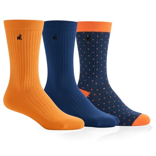 Image of SWOLE PANDA | Luxury Bamboo Socks for Men, Orange & Blue, 3 Pack, Size 7-11