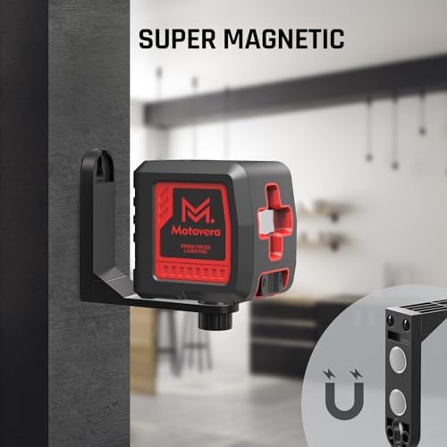 Self-Leveling Laser Level, 100Ft Green Cross Line Rotary Laser Tool - 4 Brightness Modes, Manual & Pulse Mode for Indoor/Outdoor Use, IP54 Waterproof with Carrying Bag - 2