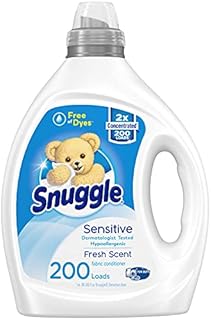 Snuggle Liquid Fabric Softener, Dye Free for Sensitive Skin, 2X Concentrated, 200 Loads