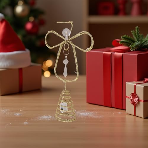 Ángel para árbol de Navidad grande con base de espiral y adornos elegantes 8