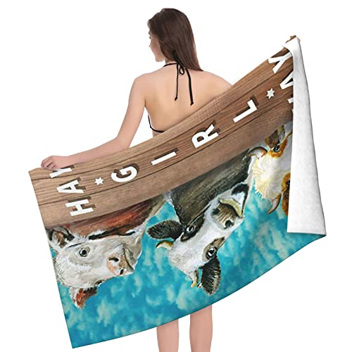 Jasmoder Funny Cow Microfiber Beach Towels Oversized Soft Beach Blanket Absorbent Quick Dry Bath Towels Pool Towels Travel Beach Towels For Kids Adults #TOP1