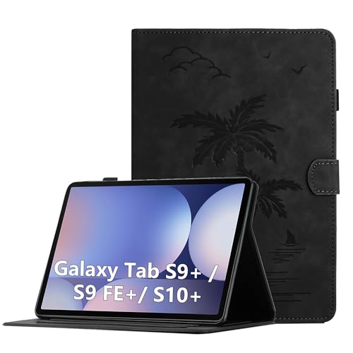Étui en cuir PU pour Samsung Galaxy Tab S9 Plus finition noire élégante