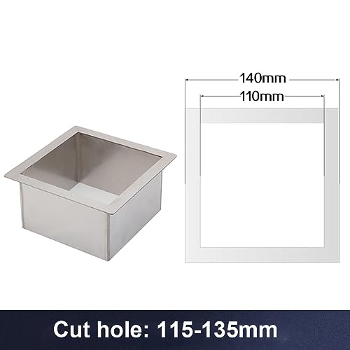 Image of Drop-in Trash Chute - 304 Stainless Steel Square Built-in Countertop Waste Trash Grommet (140MM)