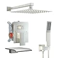 ShiureBath 10 Inch Shower Faucet Set with Tub Spout Wall Mounted Shower System for Bathroom with High Pressure 10 Inch Rain Shower head and Handheld Shower Head Set, Brushed Nickel
