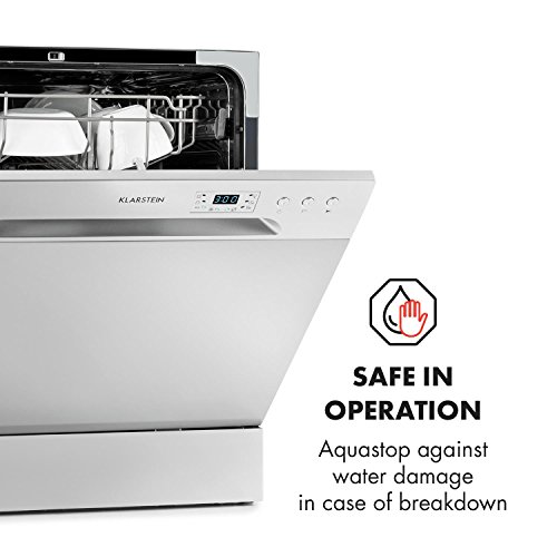 Klarstein Amazonia 8 - vaatwasser, vaatwasser, vrijstaand, semi-geïntegreerd, 206 kWh/jaar, 55 cm breed, 8 couverts, 6 programma's, Aquastop, zilver - Afbeelding 8