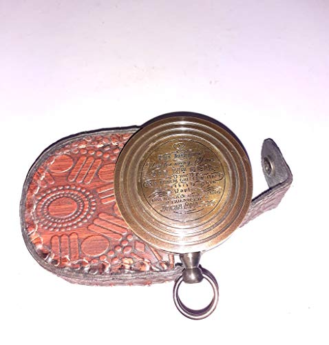 Brújula de bolsillo antigua de latón grabada miniatura 2