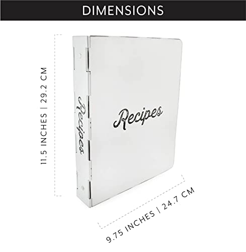 Auldhome Enamelware Cookbook Binder (White), Replacement Cover For Classic 3-Ring Binder Cookbook/Recipe Holder #TOP5