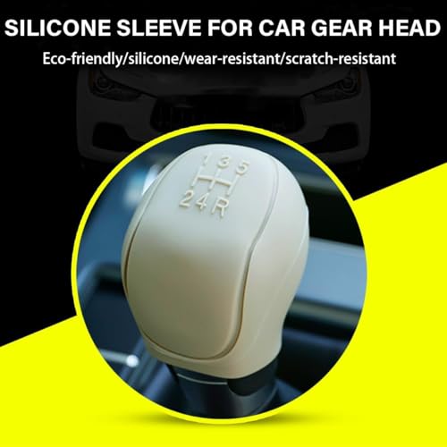 Image of AutoBizarre Car Interior Decoration Anti-Slip Scratch-Resistant 5 Speed Gear Shift Knob Rubber Silicone Cover for All Cars, Vans & Trucks (Beige)