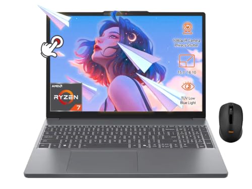 Image of Lenovo IdeaPad Slim 3 15 inch Touchscreen Laptop, Ryzen 7 8840HS | 16GB RAM, 512GB SSD, win 11,1080p IR Webcam. AMD Radeon 780M, 16:10 inchgolden ratio inch screen