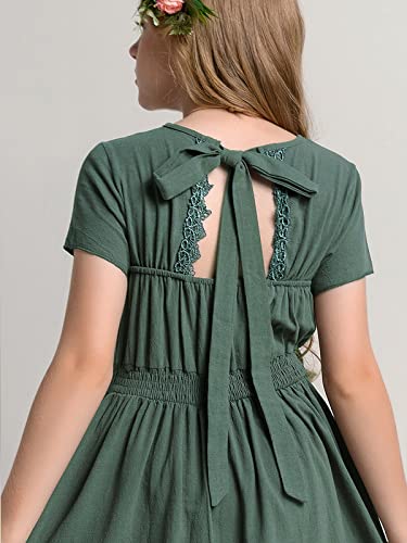 Moagis Girls Kids Flower Girl Dresses Size 6 Backless Long Boho Maxi Dress For Party Fall Agave thumb #4