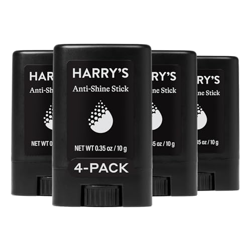 Harrys Anti-Shine Stick for Oily Skin - (4 Pack) 0.35 oz - Controls and Absorbs Oil for Matte Finish - Facial Skin Care for Men