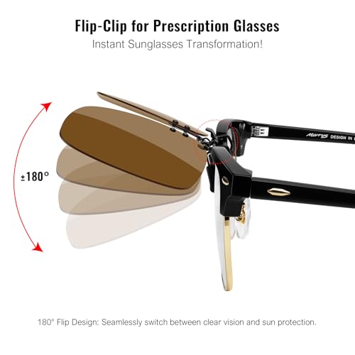 Image of MERRY'S Polarized Clip on Sunglasses Flip Up Metal Clip Attachments for Prescription Glasses
