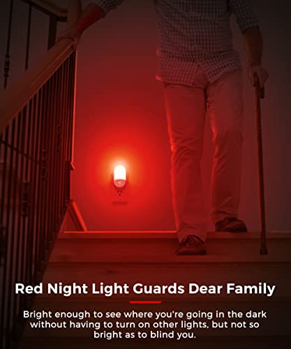 Image of L LOHAS LED Red Night Light, Night Lights Plug into Wall[2 Pack] | 0.6W LED Night Light, Dusk to Dawn Sensor, 30 /60LM Adjustable Brightness, Night Light for Kid, Bathroom, Nursery, Hallway
