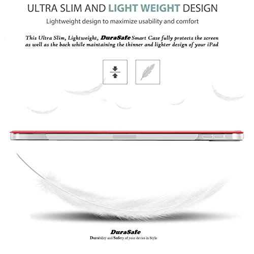 Image of DuraSafe Cases for iPad Pro 12.9 5th 4th [ PRO 12.9 inch 5 4 ] A2378 A2461 A2379 A2462 A2229 A2069 A2232 A2233 Trifold Hard Smart Auto Sleep /Wake PC Translucent Back Cover - Red