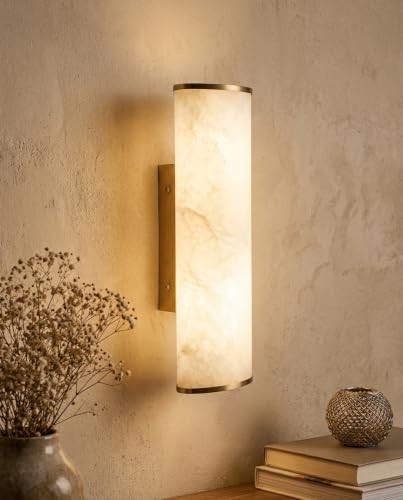 Image of Modern Natural Spanish Alabaster Wall Sconce Set of 2