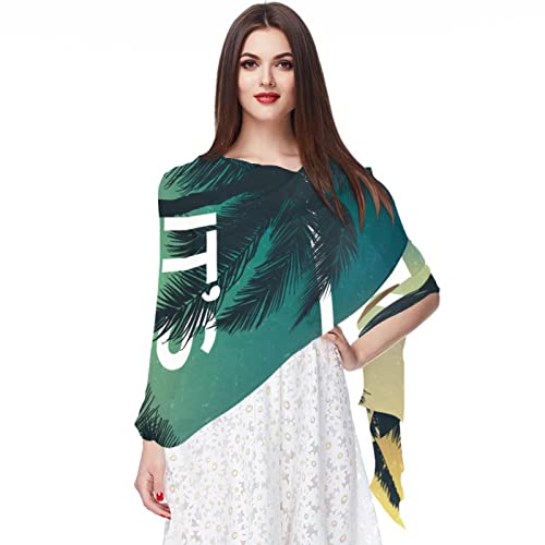 Châles et écharpes motif palmiers tropicaux multicolore grand foulard femme été