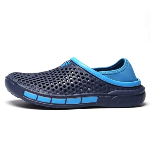 Zuecos de jardín para hombre, zapatillas de verano, transpirables, zuecos de jardín, ligeros, cómodos, para el tiempo libre, zapatos de goma, zapatillas de playa, tallas 39-47, azul, 47 EU Ancho
