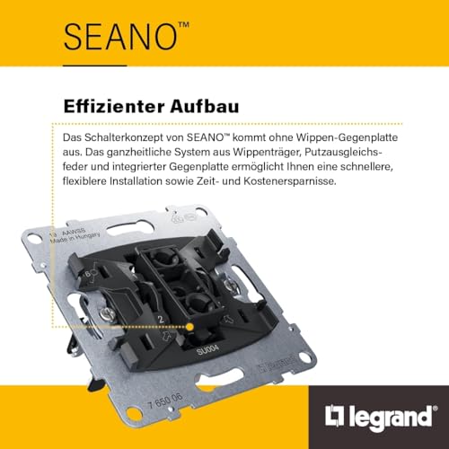 LEGRAND, SEANO Elektronisches Raumthermostat, Einsatz, Wechselkontakt, Schaltstrom: 8 A cos phi = 1, 2 A cos phi = 0,6, Schraubklemmen, 765051
