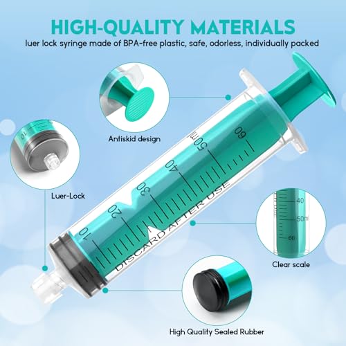Image of 60ml Syringe without Needle Luer Lock Syringes with Cap, Sterile, 10 Pack