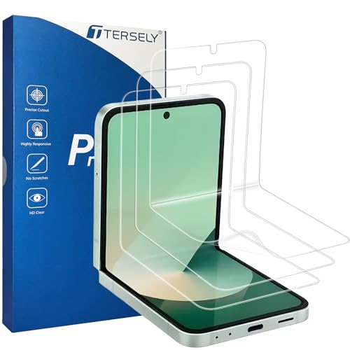 [3 Pack] T Tersely HYDROGEL Screen Protector for Samsung Galaxy Z Flip 6 5G Aqua Flex Extremely Easy to Install, No Bubble, Anti-Shock Soft Protective TPU Film, Support Fingerprint Unlock