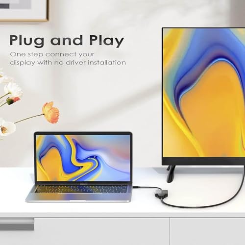 Image of BLACK CROWN USB C to VGA Adapter for Mak-Book Pro /Monitor, Type-C to VGA (15 Pin) Video Cable Converter for Chrom-Book, Phone, M-ac Air,Pad,Ma-c,Del XPS