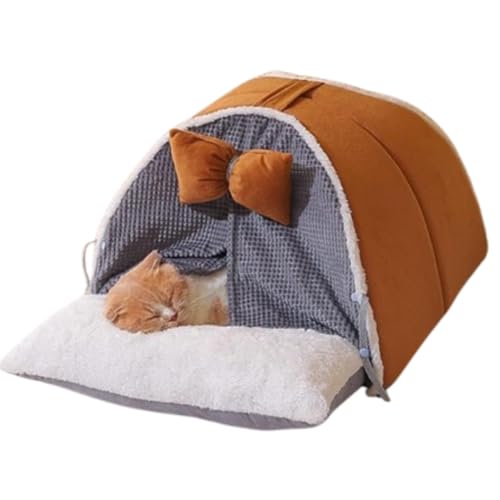 Kwueiit 猫 ベット 犬用ベッド ペット ベッド 猫 ベッド ドーム型 暖簾付き ペットベッド 厚手 暖かい 猫ハウス 洗える クッション付き ペットハウス おしゃれ 可愛い 小型犬ベッド 防寒保温 猫こたつ ネコ寝床 猫の家 居心地良い (L,コー