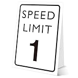Race Car Birthday Sign, Speed Limit 1, 8×11 Sign with Stand, Fast One Birthday Decorations