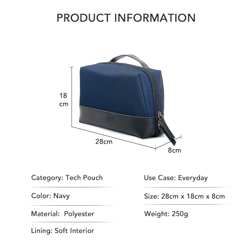 Image of OBLIQUE Siri Tech Pouch Accessories Organizer | Water Resistant Tech Organizer Bag for SD Cards, Hard Drives, Earphones, & Adapters | Premium Faux Leather, Comfortable Hand Carry Strap, Unisex